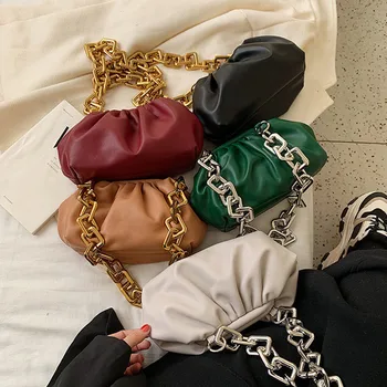 

1 pc Female Soft Crossbody Bag Quality Leather Women's Designer Handbag Vintage Pillow Bag Chain Shoulder Messenger Bag