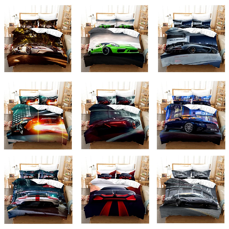 3D роскошный спортивный автомобиль суперкар Комплект постельного белья одеяло
