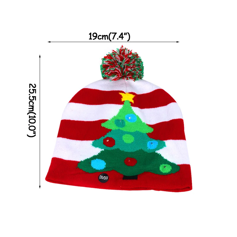 Светодиодный Рождественский головной убор, Вязаная Шапка-бини, снежинка, Рождественская елка, светящаяся шапка для детей, для взрослых, новогодние подарки, Рождественская вечеринка