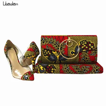 

Best Match Fashion Ankara Real Wax Print Fabric 6yards And Women Handbag With High Heel Shoes DIY Apparel Sewing Fabric 3ps 10-7