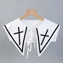 

Sitonjwly Korean Big Lapel Detachable Collar for Women Sweater Top Fake Collar Shawl Shoulder Wrap Decor False Collars Tie