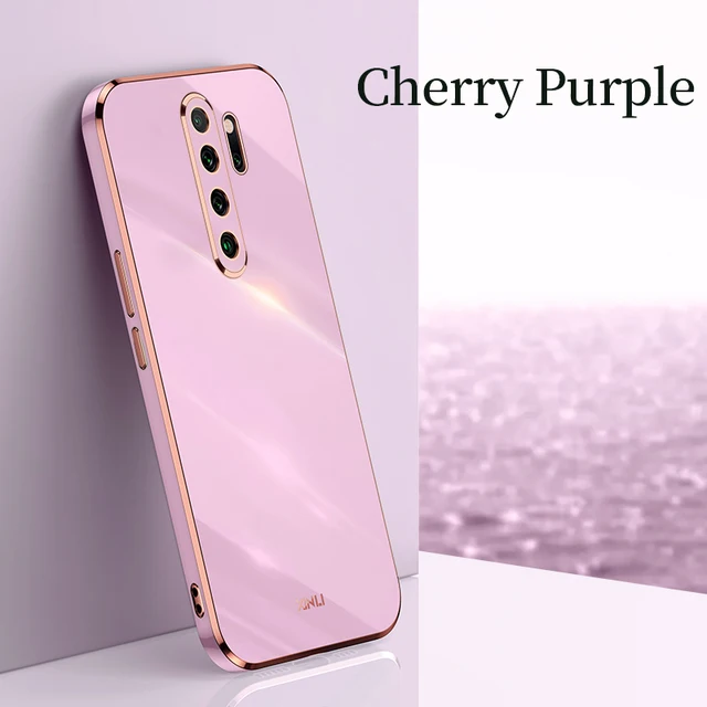 Plating Square Finger Ring Holder Phone Case On For Xiaomi Redmi Note 8 Pro 2021 New Note8 8pro Luxury Soft Silicone Stand Cover ZB Cherry Purple