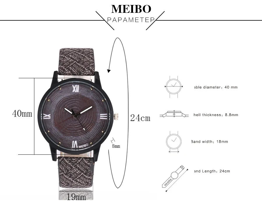 MEIBO новые модные деревянные часы для женщин и мужчин повседневные кварцевые часы кожаные деловые наручные часы whatch для женщин