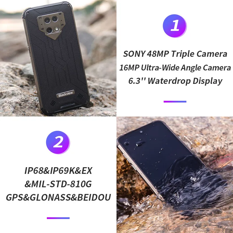 Blackview BV9800 Helio P70 Android 9,0 6GB+ 128GB смартфон 48MP задняя камера IP68 Водонепроницаемый 6580mAh 6," FHD мобильный телефон