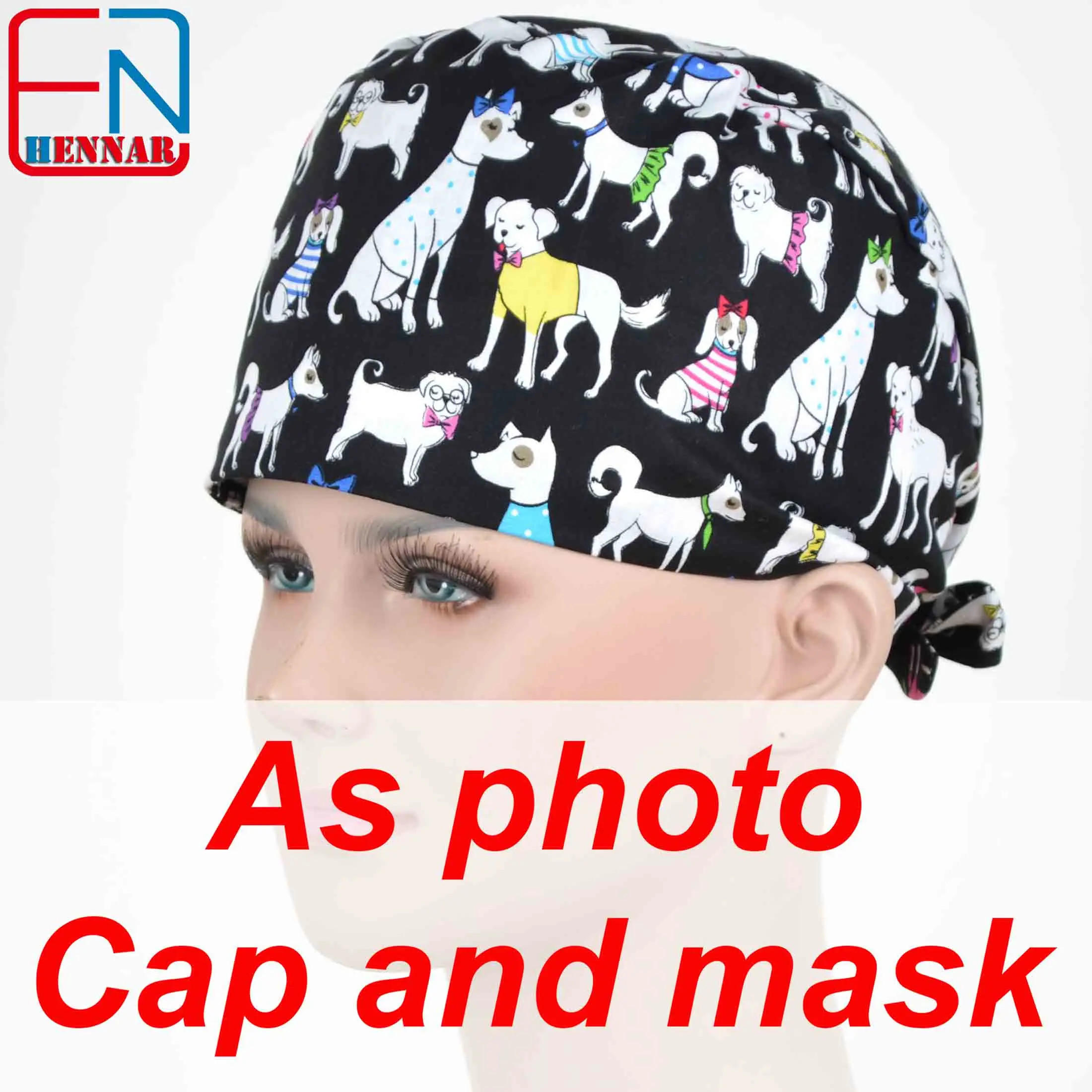 cap and mask Хеннар скраб шапки новые лабораторные больничные медицинские хирургические шапки маски Больничная клиника скраб шапки управление регулируемые горячая распродажа - Цвет: cap and mask