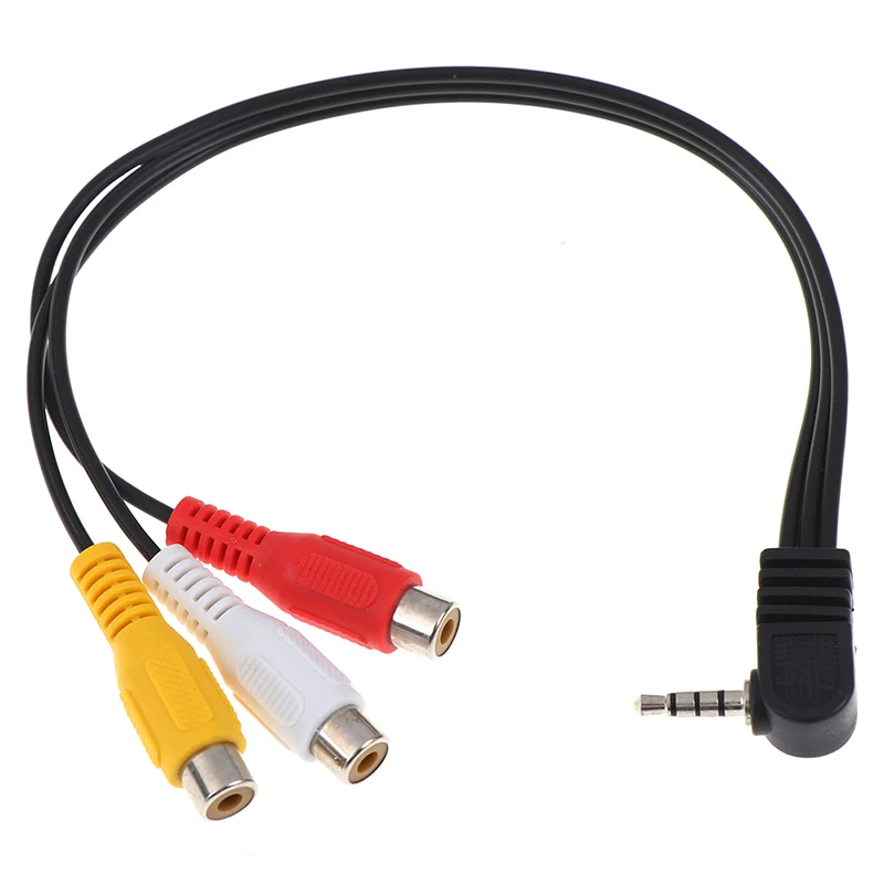 Высокоскоростной 90 градусов 3,5 мм штекер 3 RCA штепсельная розетка переходник аудио конвертер видео av-кабель провод шнур