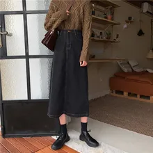 Юбка с высокой талией, прямые, с карманами, на пуговицах, до середины икры, однотонная, empire faldas mujer moda ins, корейский стиль, новая весенняя женская одежда