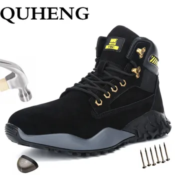 

QUHENG Waterproof Winter Men Boots with Fur Warm Snow Women Boots Work Casual Shoes Sneakers Puncture-Proof Dropshipping 48