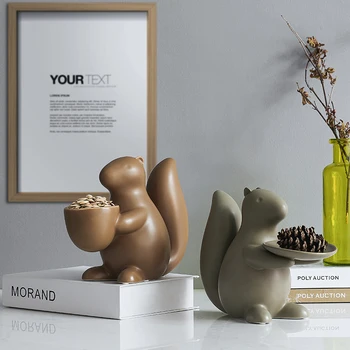 

Abstract Squirrel Ornaments Creative Multifunctional Snacks Organizer Decoration Ceramics Figurine Home TV Cabinet Wedding Gifts