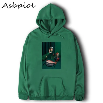 

Harajuku Kawaii Man Women Hoodies Sweatshirt Funny Selfie Print Autumn Hooded Long Sleeve Pocket With Hat Tops