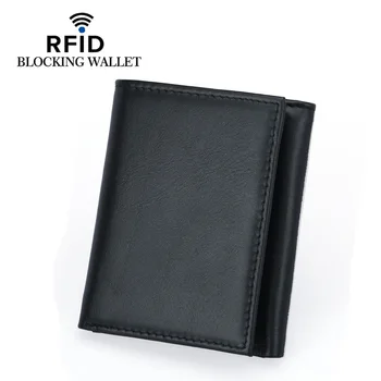 

Men's tri-fold multi-card anti-magnetic wallet European and American fashion top layer cowhide short wallet