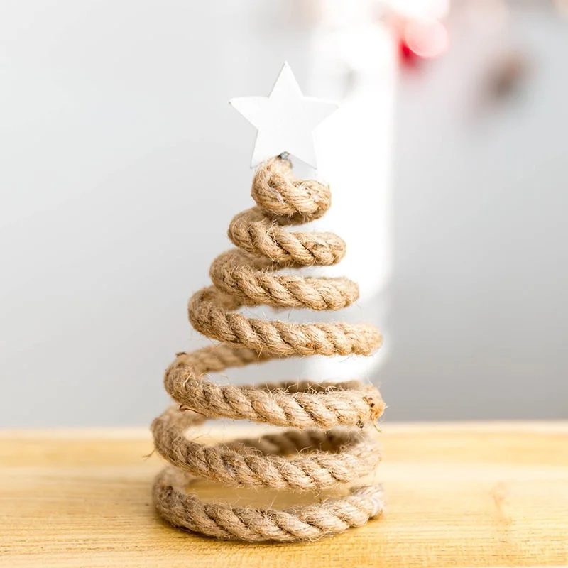 

Spiral Christmas Tree Ornaments With Wooden Xmas Tree Topper Decorative Party Table Decorations Christmas Tree Desktop Ornaments