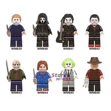 Один ужас тема серии Хеллоуина ребенка играть Beeteljuice котелок Черная пятница Джейсон, Фредди Хоккейная маска строительные блоки игрушки
