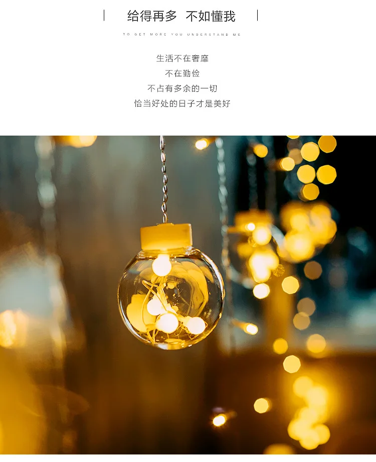 Светодиодный Шторы светильник Прозрачный желаю шары лампы внутреннего Спальня комнаты подвесной светильник s свадебные новогоднее; рождественское праздничное декоративные Li ion аккумулятор