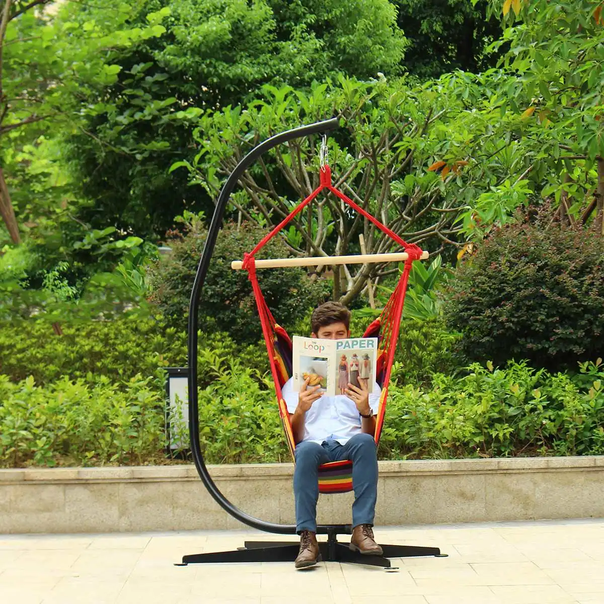 

200KG Load C Hammock Stand Frame Solid Steel Construction with Hanging Air Porch Swing Chair C-stand Hanging Chair