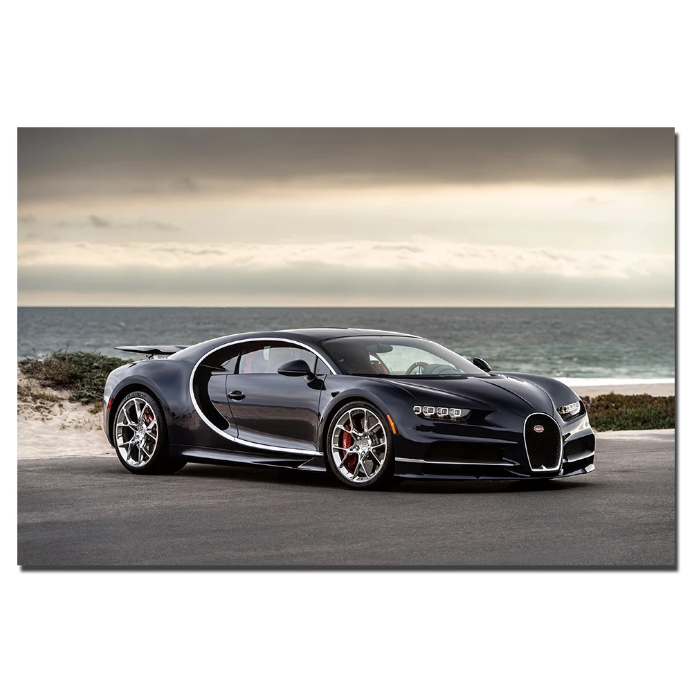 Картина на холсте Bugatti Chiron плакат с суперкаром Настенная картина для гостиной |