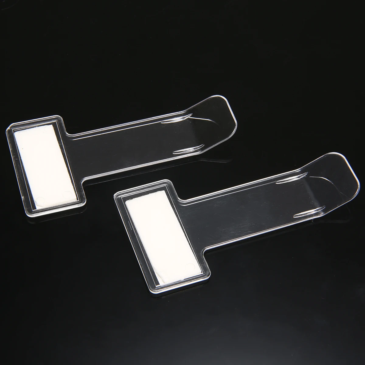 For Auto Home Office 1 Pair Car Ticket Folder Mini T-shape Transparent Environmentally Ticket Folder Car Holder Mount Mayitr