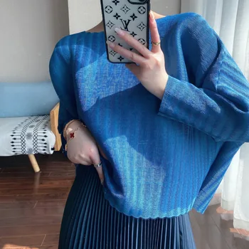 

Loose Large Women's Wear 2020 Summer New Solid Color Bat Sleeve Loose Cover Meat Pleated Top