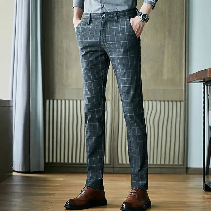 gray plaid dress pants