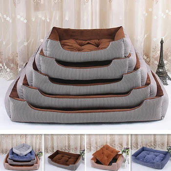 

1 Pcs Dog Bed Mat House Pad Warm Winter Pet House Nest Dog Stripe Bed For Small Medium Large Dogs Plush Easy To Clean#