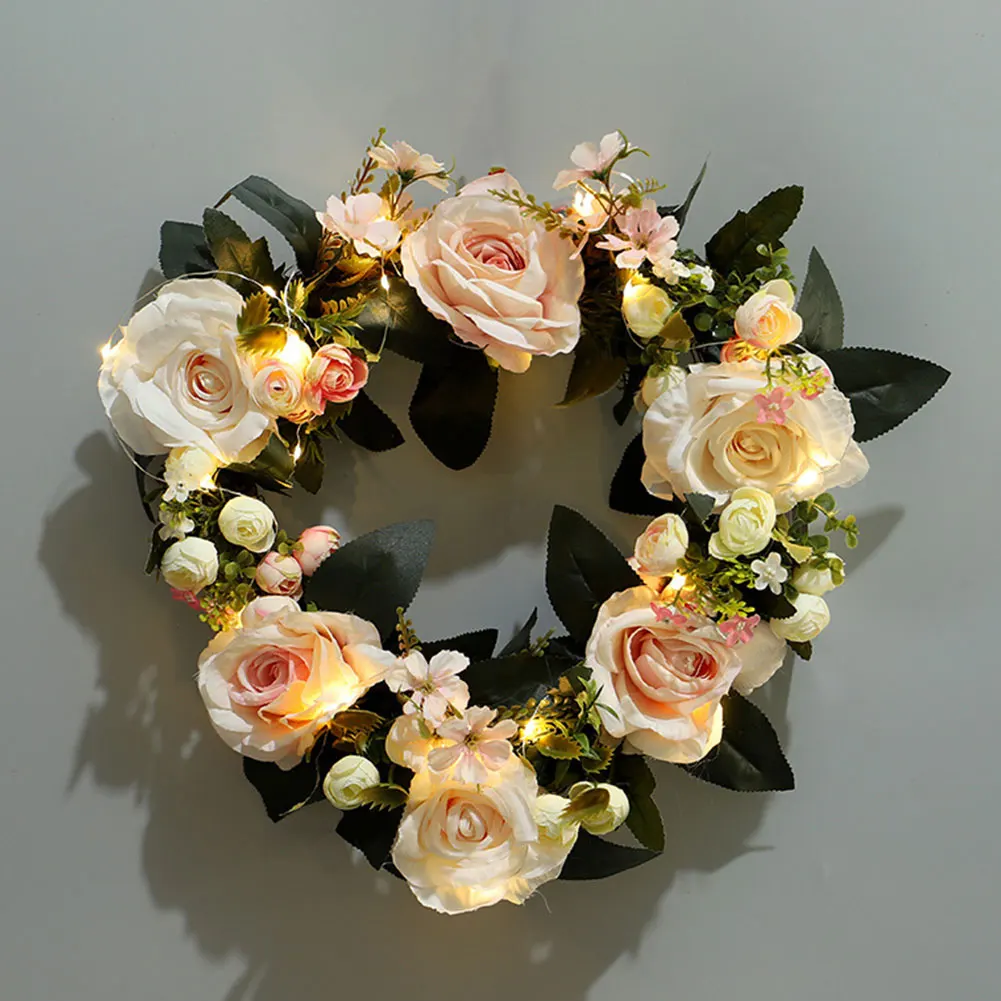 

Chritmas Romantic Crafts Door Party Cloth Wedding Wreath Ornament Wall Decorative Bar Hanging Artifical Rose Flower