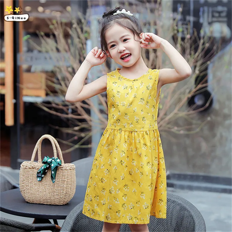 

Kids Dresses for Girls Floral New Cute Summer Cotton Party Sleeveless Round neck Clothes Baby Princess Dress 8 10 11 12 Years