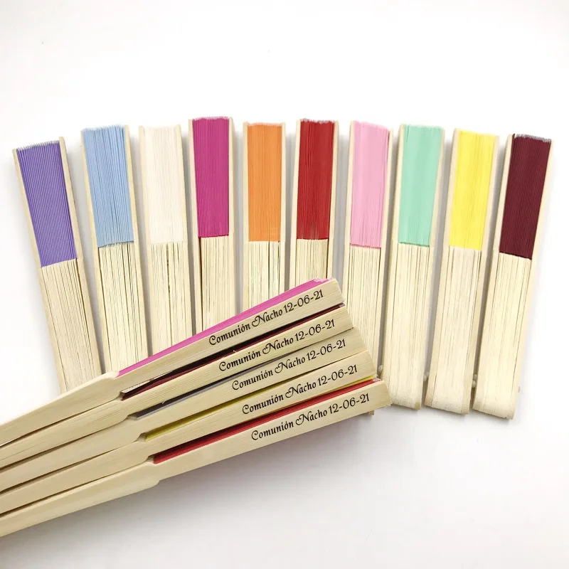 100PCS Customized Wedding Fold Fan Silk Printing Bride&ampGroom's Name and Date Personalized Hand Bamboo Promotional Gift | Дом и сад