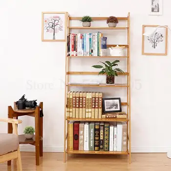 

Bamboo Ladder Bookshelf Landing Bookshelf Simple Multi-layer Shelf Storage Shelf Simple Modern Student Bookshel