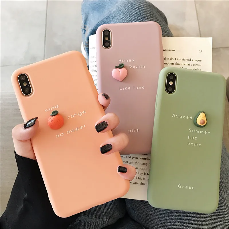 

Cute Cartoon 3D Fruit Phone Case for iphone X XS 11 Pro MAX XR 7 8 6 S 6S Plus Ultra thin Soft TPU Silicon Back Cover Matte Case