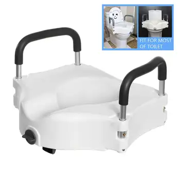 

Toilet Seat Riser Lifter for Seniors Pregnants Elderly Raised Toilet Seat with Handles White 5 Inch