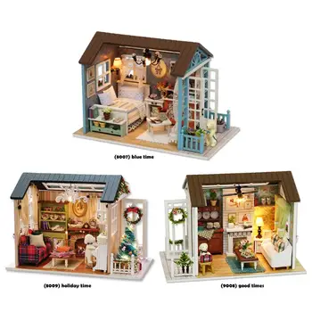 

Wooden DIY Handmade Box Theater Dollhouse Miniature Scene Boxes Cute Mini Doll House Furniture Assembly Model Toy House