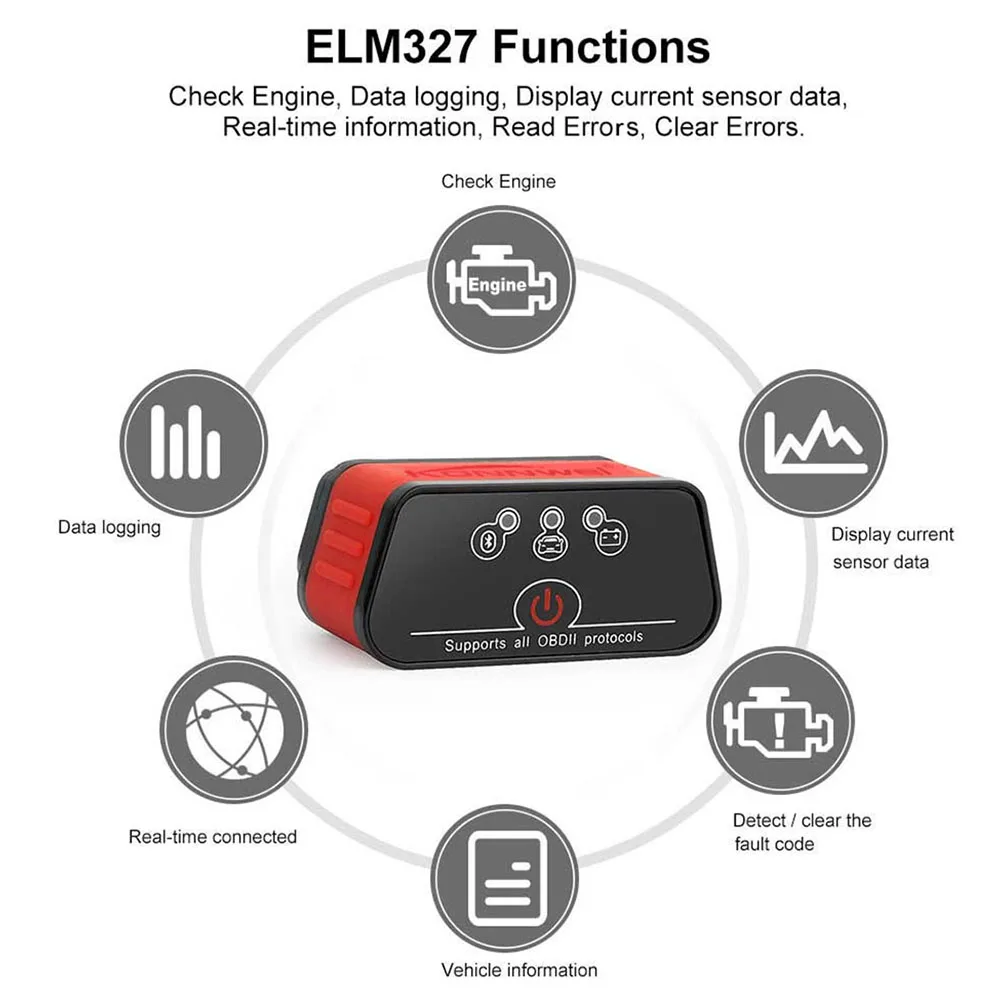 Сканер KONNWEI KW901 ELM327 V1.5 Bluetooth 3 0 OBD II считыватель кодов автомобильный