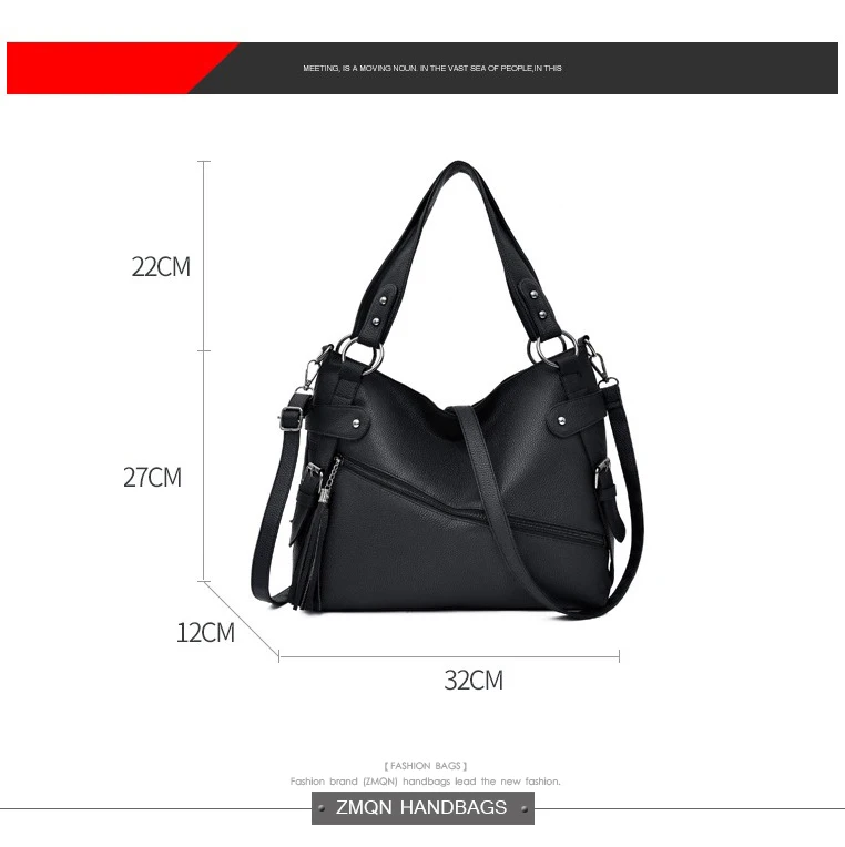 ZMQN женская сумка, черные женские сумки, женские ручные сумки, Повседневная Большая вместительная сумка на плечо из искусственной кожи, женская сумка A848