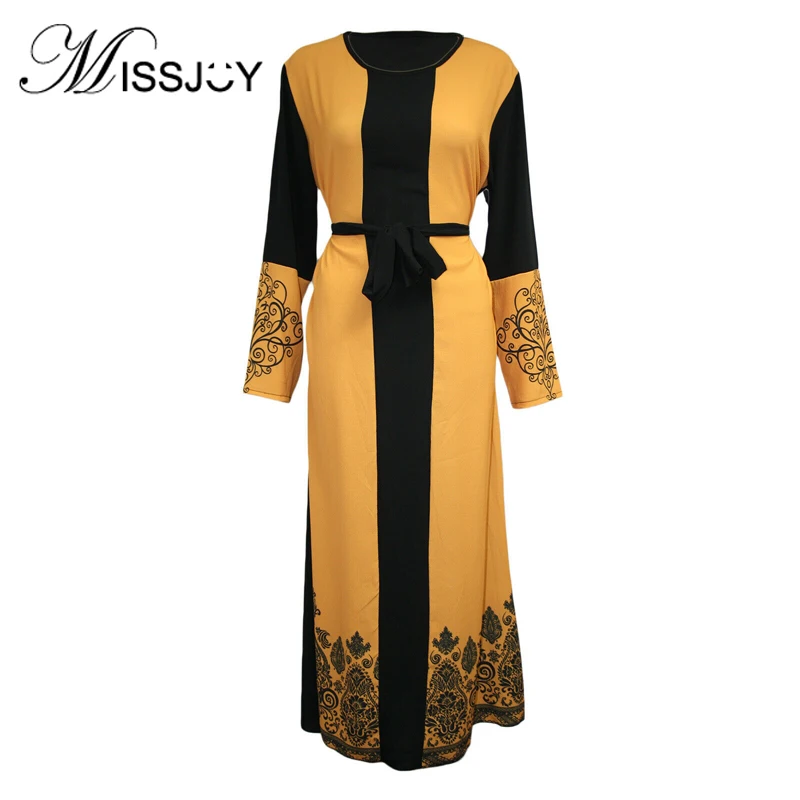 missjoy-new-2019-patchwork-muslim-women-dresses-arab-abaya-o-neck-with-sashes-printed-elegant-turkish-middle-eastern-female-robe