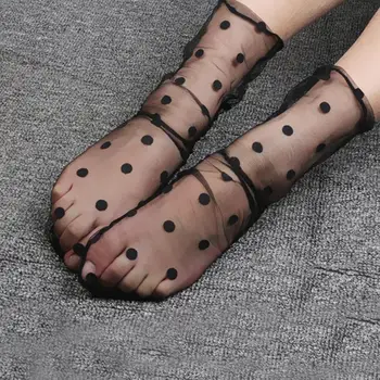 

Summer Sexy Retro Lace Floral Mesh Women Socks Elastic Lady Ultrathin Soft Short Socks Female Crystal Silk Ultrathin Sock