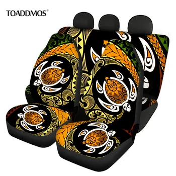 

TOADDMOS Hawaiian Honu Sea Turtle Swirl Design Front and Rear Car Seat Covers Set of 4 Stretch Seat Protector for Car&SUV Soft
