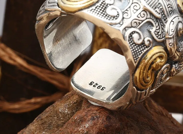 Новое кольцо в стиле ретро swagger, кольцо для открытия, s925, чистое серебро, украшения, тяжелый сильный человек, настоящий талант, бык, кольцо
