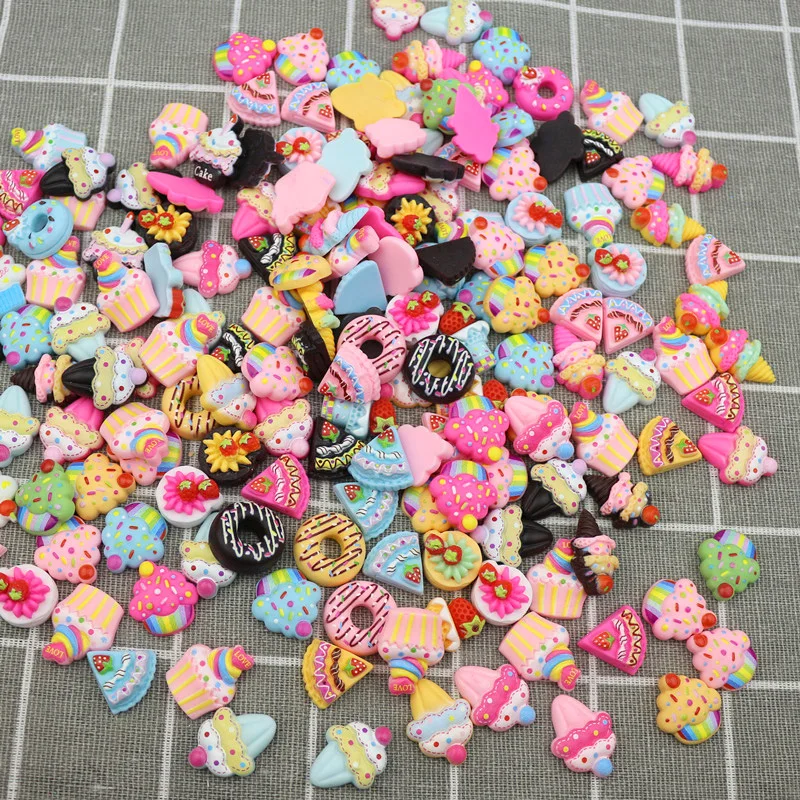

80pcs Mixed Dessert Candy Flowers Animal Resin Toy Ornaments DIY Craft Supplies Kid Hair Accessories Phone Shell Patch Art Decor