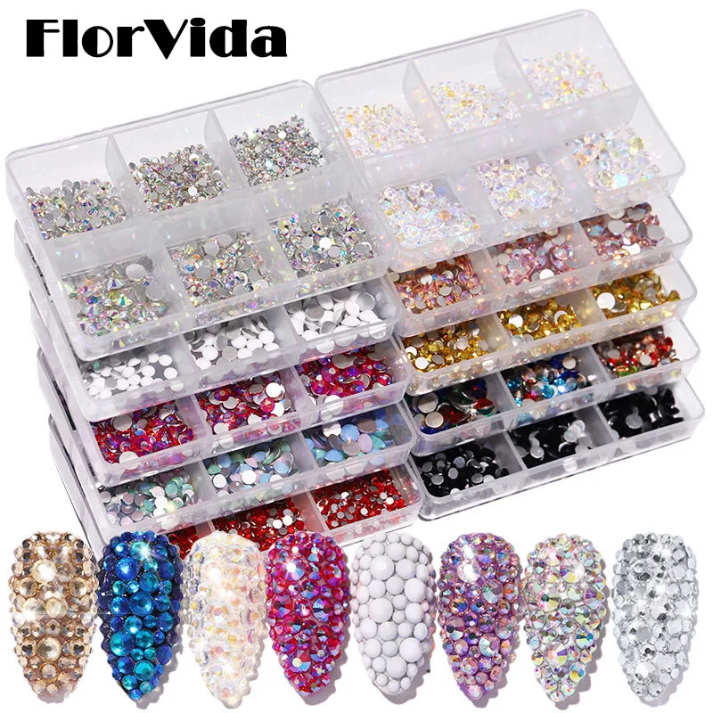 FlorVida 6 размеров в коробке хрустальные плоские искусственные украшения красочные
