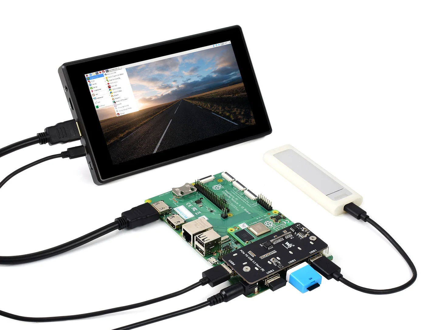 Waveshare PCIe to USB 3.2 Gen1 ,   ǻ  4 IO , 4x  USB Ʈ