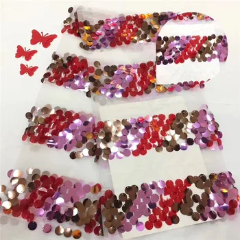 

Fashion French net lace fabric African mesh cloth with big sequins for party dress PDN628(5yards/lot) many color