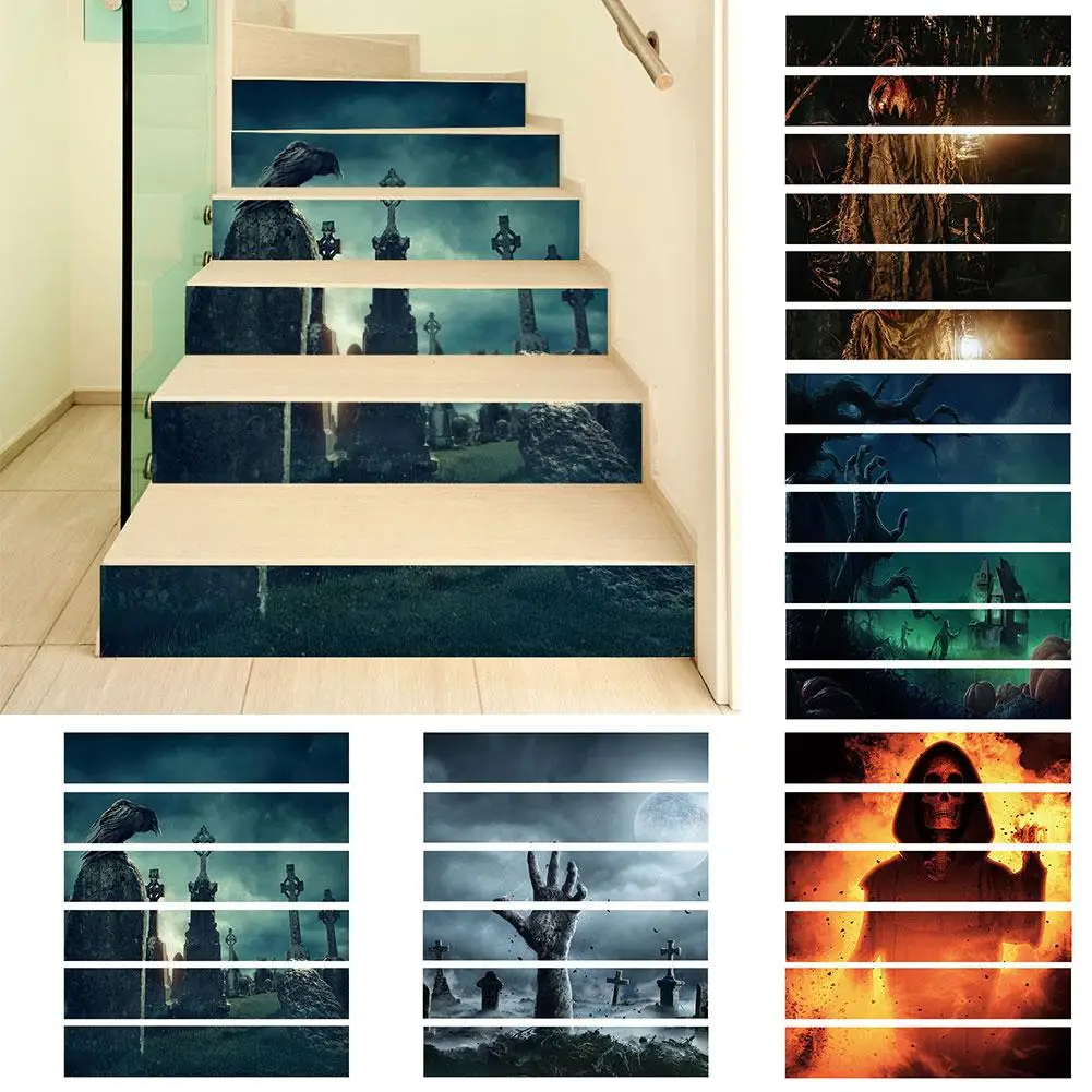 

6Pcs Halloween Hand Castle Graveyard Scary Floor Step Wall Self Adhesive Sticker Decal Decor