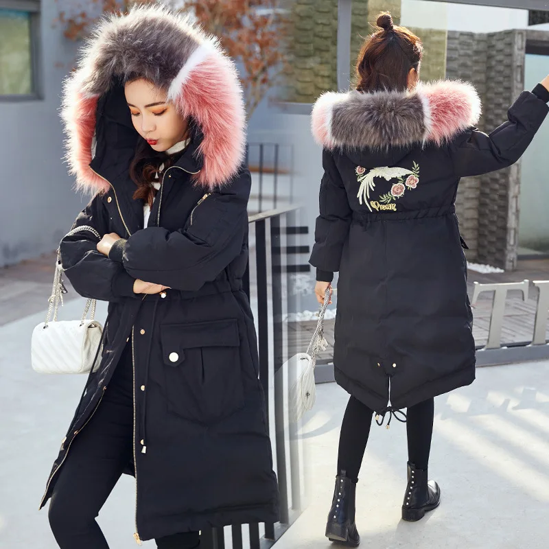 

Dyeing Large Fur Collar Cotton-padded Clothes Women's Mid-length 2019 Winter New Style Popular Korean-style Cotton-padded Jacket