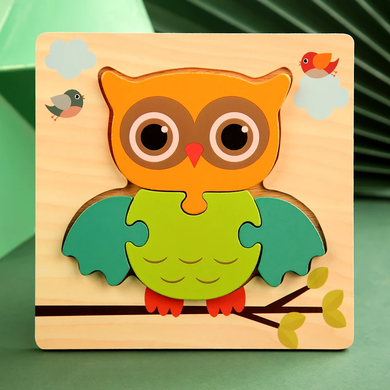 High Quality 3D Wooden Puzzles Educational Cartoon Animals Early Learning Cognition Intelligence Puzzle Game For Children Toys 26