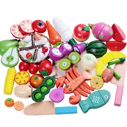 1PCS Magnetic Wooden Cutting Fruit Vegetables Food Toys Pretend Play Simulation Kitchen Model Educational Toys For Children Kids