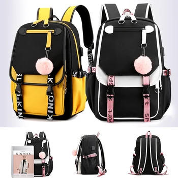 

Women girls School Backpacks Anti Theft USB Charge Backpack Waterproof Bagpack School Bags Teenage Travel Mochila