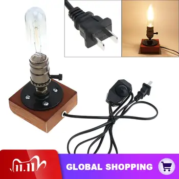 

Retro Style Vintage Industrial Single Socket Table Desk Lamp Wooden Creative Edison Light Bulb Included Home Shop Decoration