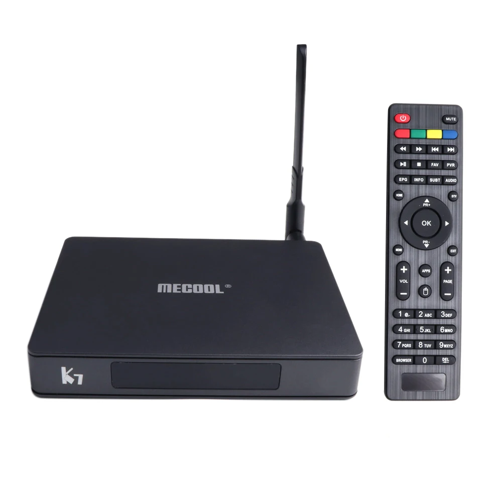 MECOOL K7 Смарт ТВ приставка Android 9,0 DVB S2/T2/TC S905X2 64 бит ТВ приставка 2.4G5G WiFi BT4.1 UHD 4K VP9 H.265 4 ГБ/64 Гб Установочная коробка