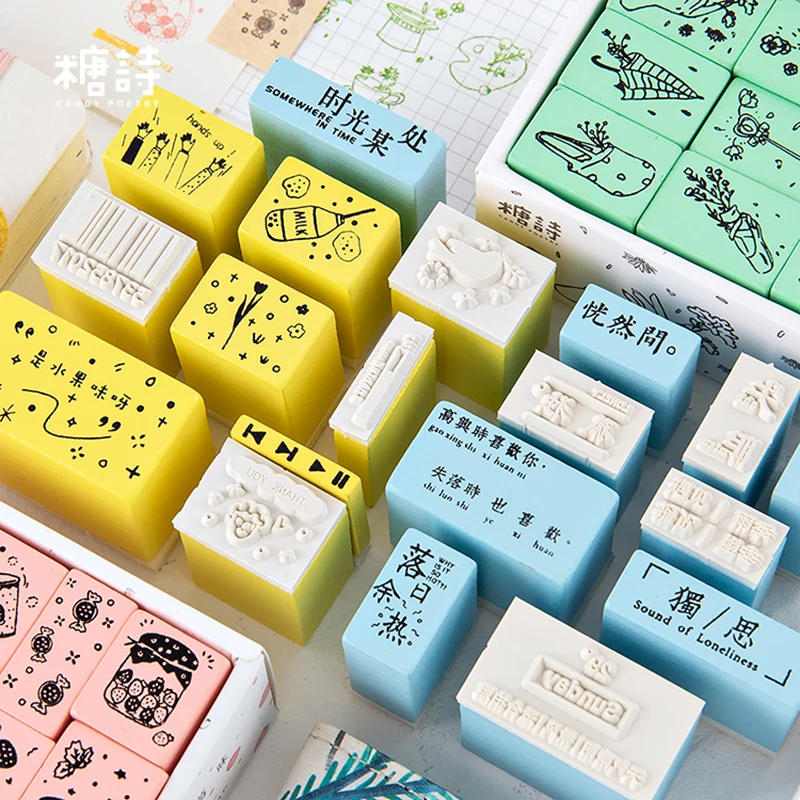 

Vintage Food flower animal decoration stamp wooden rubber stamps for scrapbooking stationery DIY craft standard stamp