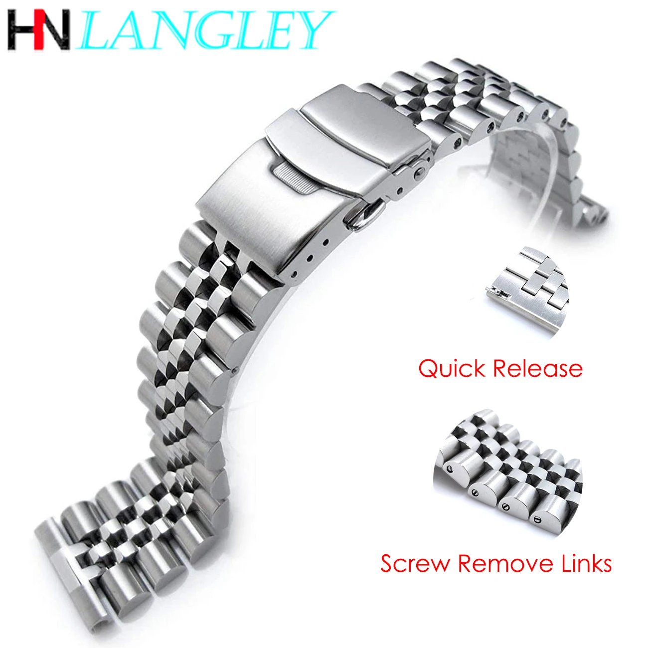 Quick Release Remove Links Screw Design Stainless Steel Watch Band